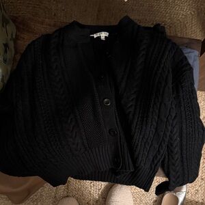 Alex Mill Black Cable Knit Cardigan